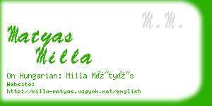 matyas milla business card